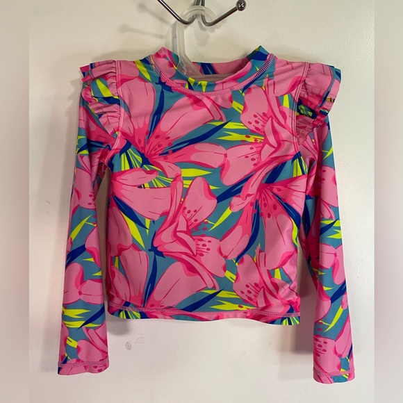 Tommy Bahama Girls Long Sleeve Rashguard Swim Top Floral Size 5 - Picture 1 of 3